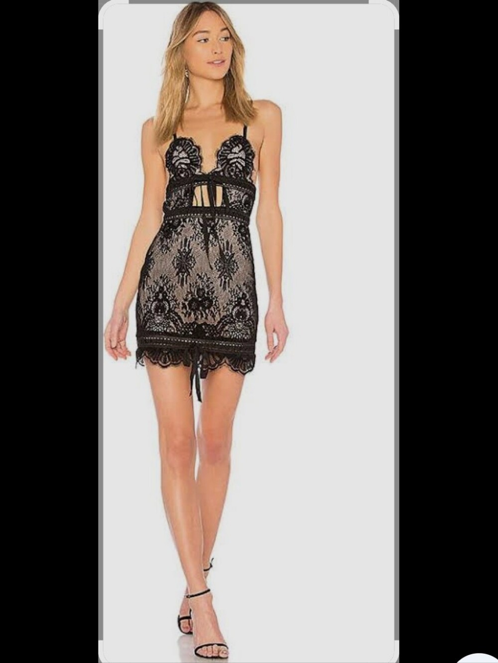 Lovers + Friends Date Night Lace Mini Dress Women's S Lace Overlay Nude
